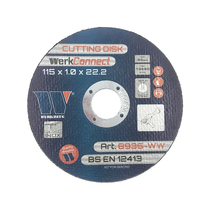 Cutting Disk For Stainless Steel 125x 1.0 X 22.2mm (5” Inch) WerkConnect™ (400 Per Box) 3 Cutting Disk For Stainless Steel 125x 1.0 X 22.2mm (5” Inch) WerkConnect™ (400 Per Box)