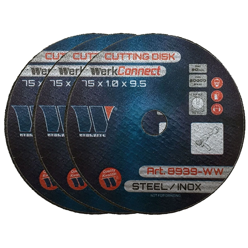 Cutting Disks 75×1.0mm X 9.5mm WerkConnect™ 600-Piece Extra Thin 3 Cutting Disks 75×1.0mm X 9.5mm WerkConnect™ 600-Piece Extra Thin