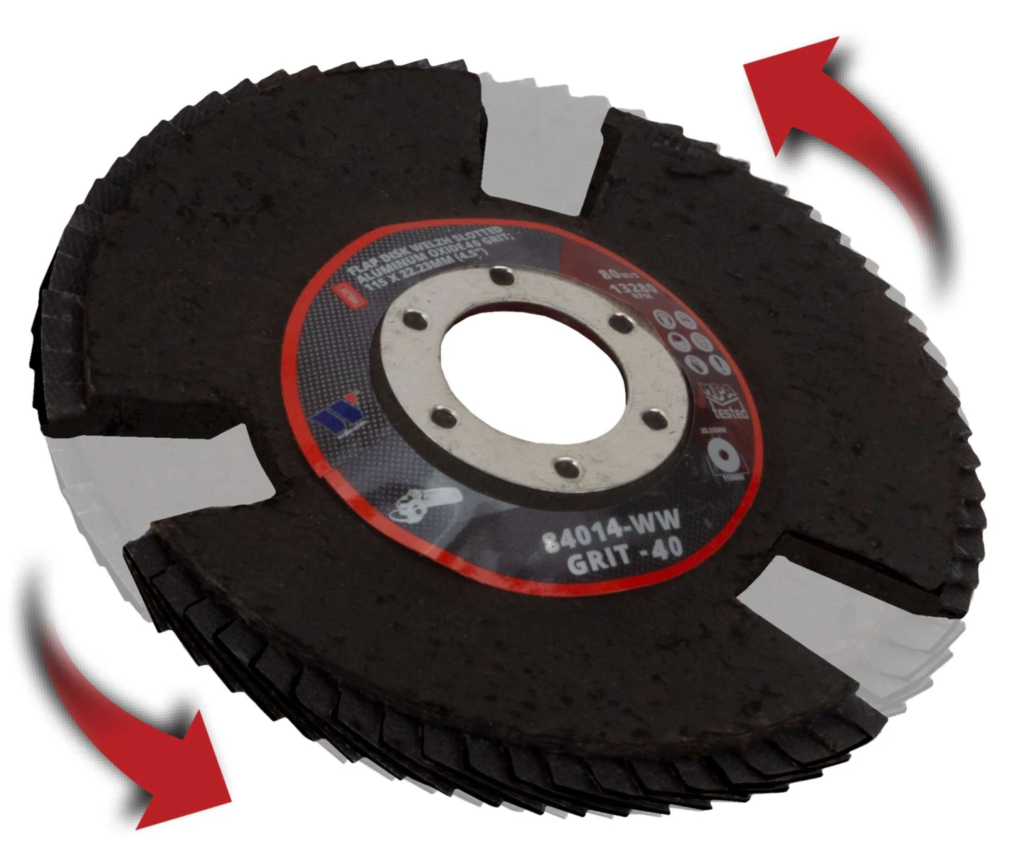 Flap Disk Welzh Slotted, Aluminum Oxide 60 Grit ;115 Mm (20 Per Box) 4 Flap Disk Welzh Slotted, Aluminum Oxide 60 Grit ;115 Mm (20 Per Box) - Image 2