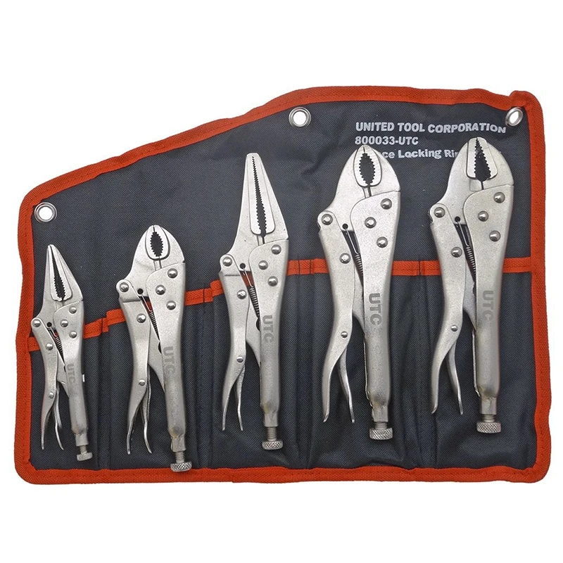 Locking Grip Plier Set; 5-Piece 3 Locking Grip Plier Set; 5-Piece