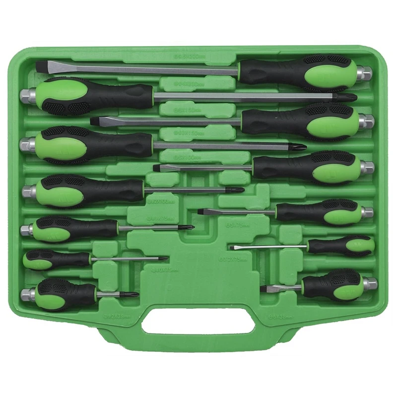 Screwdriver Set; Go-Through, Green, 12-Piece 3 Screwdriver Set; Go-Through, Green, 12-Piece