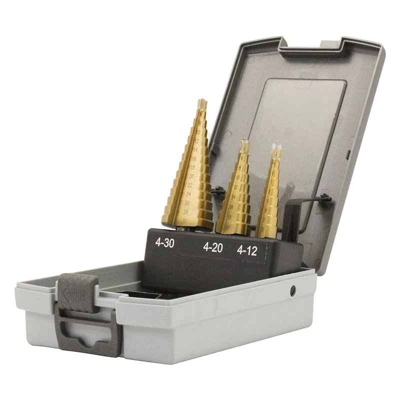 Step Drills; 3-Piece Set Titanium; 4-30mm 3 Step Drills; 3-Piece Set Titanium; 4-30mm