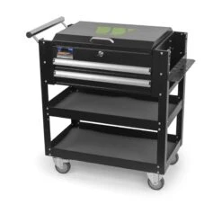 XL Tool Cart 3-Drawers With Lockable Lid (Black)